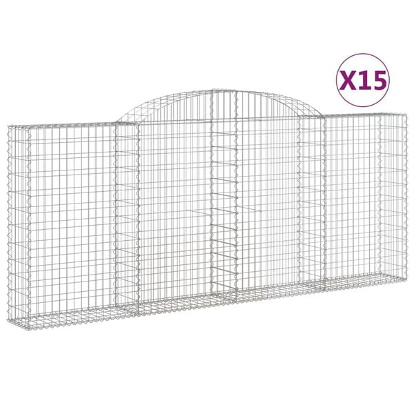 vidaXL 15 db íves horganyzott vas gabion kosár 300x30x120/140 cm