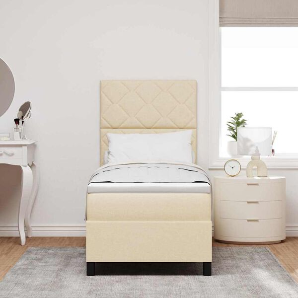 vidaXL Boxrugós ágy matracmal fejtámlával Krém 80 x 200 cm szövet