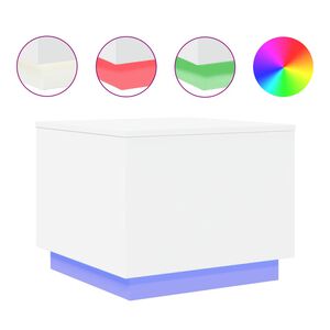 vidaXL feh&eacute;r doh&aacute;nyz&oacute;asztal LED-l&aacute;mp&aacute;kkal 50 x 50 x 40 cm