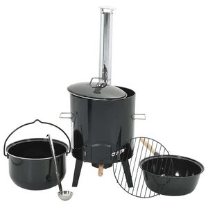 vidaXL fekete zom&aacute;ncozott ac&eacute;l guly&aacute;s&aacute;gy&uacute; k&eacute;m&eacute;nnyel &eacute;s fed&eacute;llel