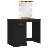 vidaXL fekete fésülködőasztal LED-lámpákkal 130 x 50 x 132,5 cm