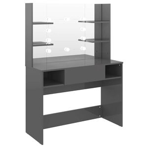 vidaXL f&eacute;nyes sz&uuml;rke LED-es MDF sminkasztal 100 x 40 x 135 cm