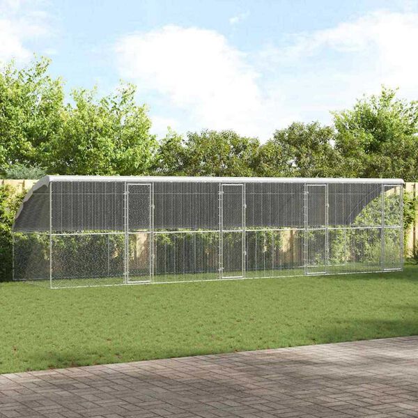 vidaXL Csirkeketrec Ezüst 800 x 200 x 198.5 cm Horganyzott acél