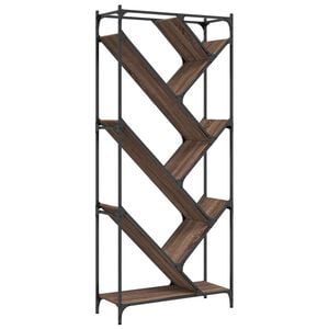 vidaXL barna t&ouml;lgy sz&iacute;nű szerelt fa &eacute;s f&eacute;m k&ouml;nyvszekr&eacute;ny 79x30x180 cm