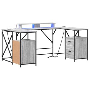 vidaXL Asztal Sz&uuml;rke Sonoma Szerelt Fa 182 x 101 x 87,5 cm