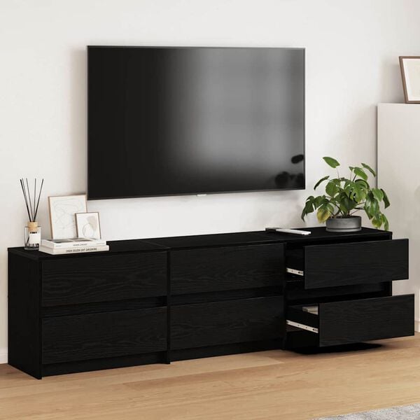 vidaXL TV egys&eacute;gek 2 pcs Fekete t&ouml;lgy 180 x 34 x 50 cm Faanyag