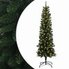 vidaXL Mű Karcs&uacute; Kar&aacute;csonyi Fa 150 cm 150 LED Meleg feh&eacute;r PVC Z&ouml;ld