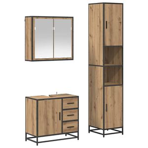 vidaXL F&uuml;rdőszoba b&uacute;tor szett fi&oacute;kkal 3 pcs Artisan t&ouml;lgy Faanyag