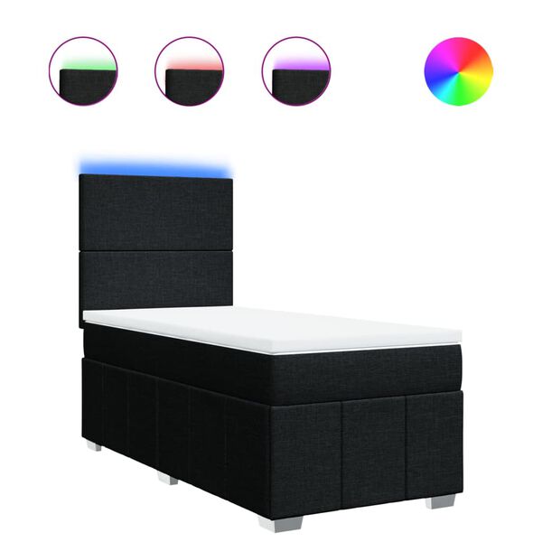 vidaXL fekete sz&ouml;vet rug&oacute;s &aacute;gy matraccal 90x200 cm