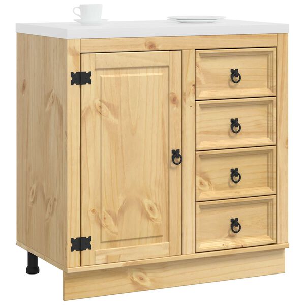vidaXL Cabinet fi&oacute;kkal SKI M&eacute;zes Barna 80 x 46 x 81 cm T&ouml;m&ouml;r fenyőfa