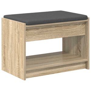 vidaXL Előt&eacute;r pad Sonoma t&ouml;lgy 63 x 38 x 45 cm Műanyag Fa &eacute;s Sz&ouml;vet