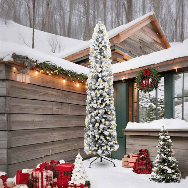 vidaXL Mű karácsonyfa 300 LED-del Zöld 240 cm PVC, acél és műanyag