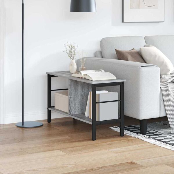 vidaXL K&ouml;nyvespolc Sz&uuml;rke Sonoma 82 x 32 x 47 cm Faanyag