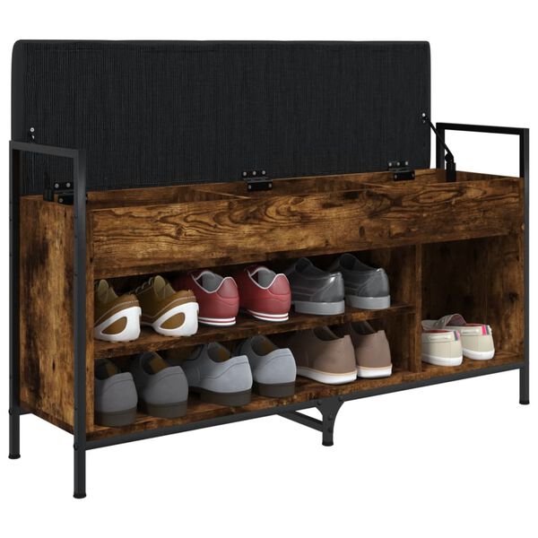 vidaXL f&uuml;st&ouml;s t&ouml;lgy sz&iacute;nű szerelt fa cipőpolc 105,5x32x57,5 cm