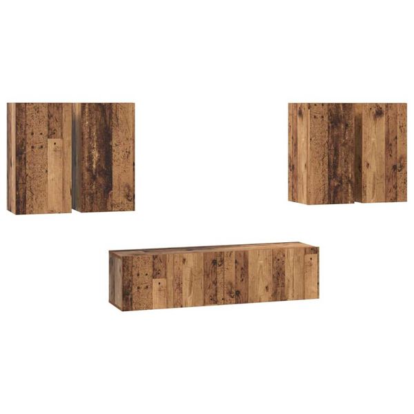 vidaXL TV szekr&eacute;ny garnit&uacute;ra Falra szerelhető 6 pcs &Ouml;reg fa Faanyag