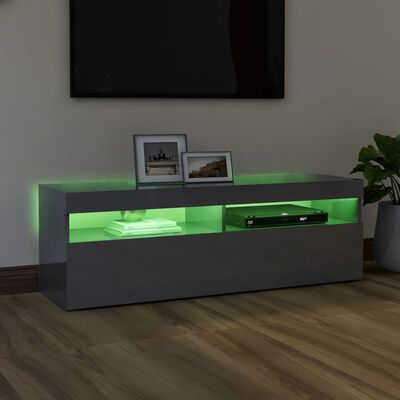 vidaXL magasfényű szürke TV-szekrény LED-lámpákkal 120 x 35 x 40 cm