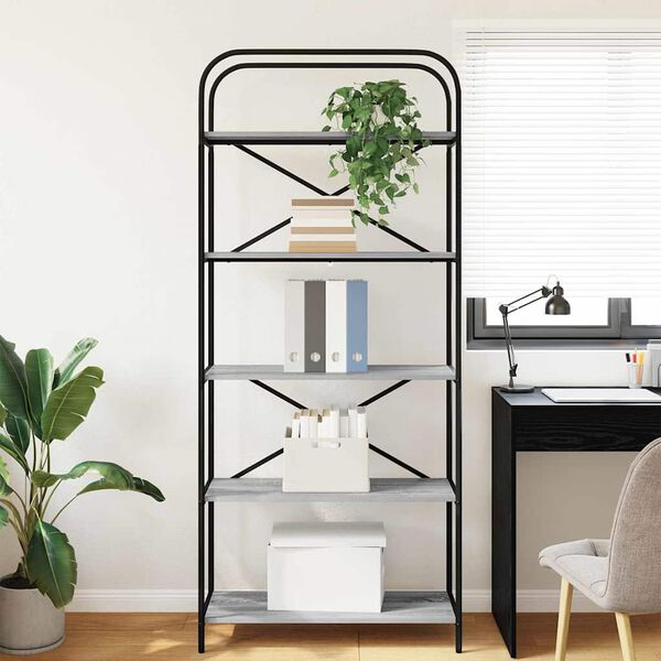 vidaXL K&ouml;nyvespolc Sz&uuml;rke Sonoma 80 x 30 x 183 cm Faanyag