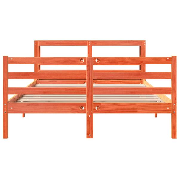 vidaXL viaszbarna t&ouml;m&ouml;r fenyőfa &aacute;gy matrac n&eacute;lk&uuml;l 150 x 200 cm