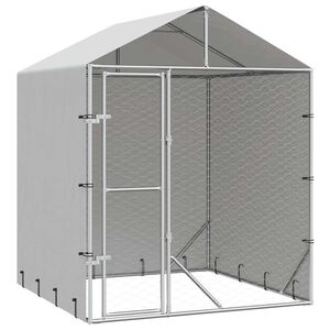 vidaXL ez&uuml;stsz&iacute;nű horganyzott ac&eacute;l kutyakennel tetővel 2x2x2,5 m
