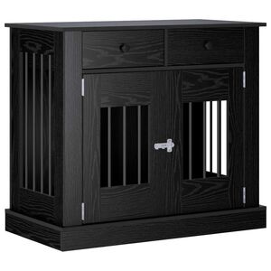 vidaXL Kutya ketrec b&uacute;tor Fekete T&ouml;lgy 90 x 47,5 x 80 cm Szerelt Fa
