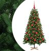 vidaXL Műkar&aacute;csonyfa g&ouml;mbbel 120 cm 150 LED Meleg feh&eacute;r PVC Z&ouml;ld