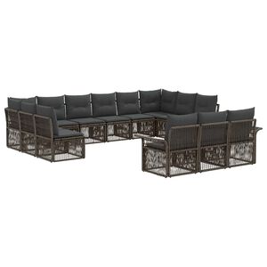 vidaXL Kerti Kanap&eacute; Szett 13 pcs Sz&uuml;rke polirattan