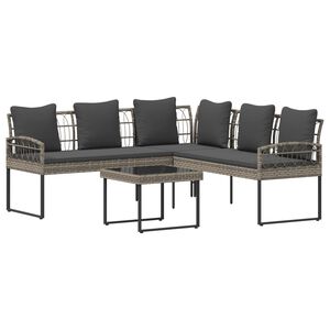 vidaXL Kerti kanap&eacute; szett p&aacute;rn&aacute;val 2 pcs Sz&uuml;rke Poli rattan &eacute;s ac&eacute;l