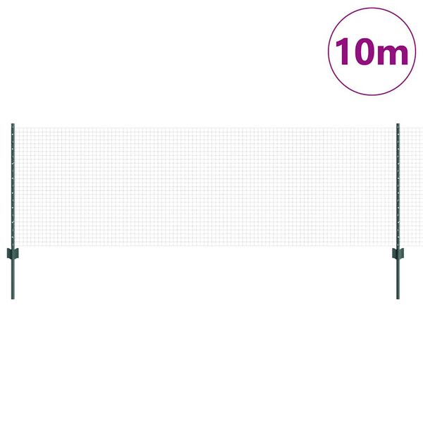vidaXL Ker&iacute;t&eacute;s oszlopokkal Z&ouml;ld 0,8 x 10 m Ac&eacute;l &eacute;s PVC