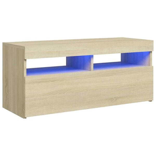 vidaXL sonoma tölgy színű TV-szekrény LED-világítással 90 x 35 x 40 cm