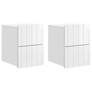 vidaXL Fali &eacute;jjeli szekr&eacute;ny 2 db Magasf&eacute;nyű Feh&eacute;r 33 x 34,5 x 43 cm