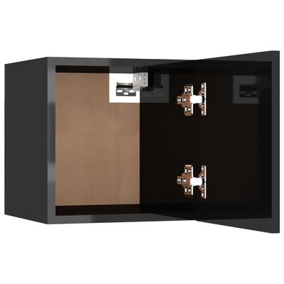 vidaXL magasfényű fekete falra szerelhető TV-szekrény 30,5x30x30 cm