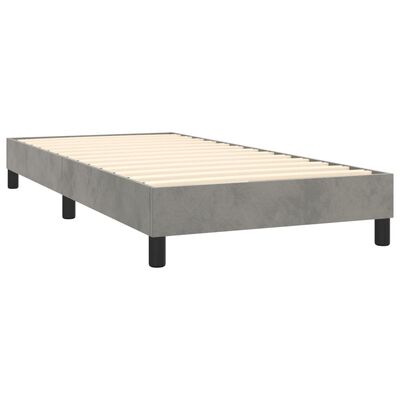 vidaXL világosszürke bársony rugós ágy matraccal 80 x 200 cm