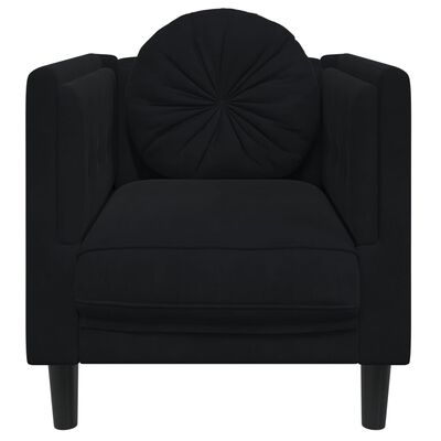 vidaXL fekete bársony kanapéfotel párnával