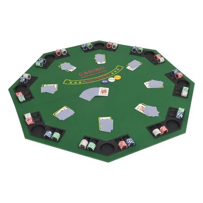 vidaXL 8 személyes, nyolcszögletes, zöld összecsukható pókerasztallap