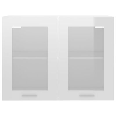vidaXL magasfényű fehér forgácslap függő üvegszekrény 80 x 31 x 60 cm