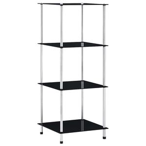 vidaXL 4 szintes fekete edzett &uuml;veg polc 40 x 40 x 100 cm