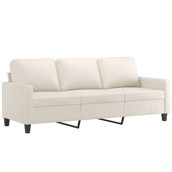 vidaXL 3 szem&eacute;lyes kr&eacute;msz&iacute;nű műbőr kanap&eacute; l&aacute;btart&oacute;val 180 cm