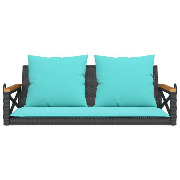 vidaXL fekete polyrattan hintapad p&aacute;rn&aacute;kkal 109 x 62 x 40 cm