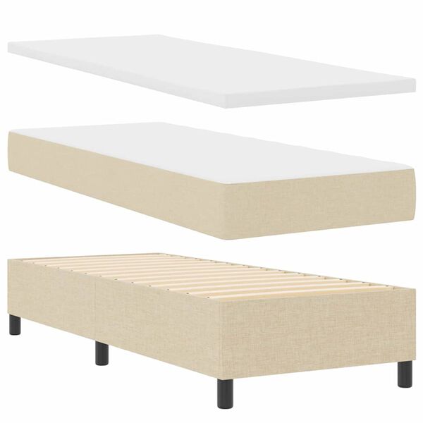 vidaXL Boxrug&oacute;s &aacute;gy matracmal fejt&aacute;ml&aacute;val Kr&eacute;m 80 x 200 cm sz&ouml;vet