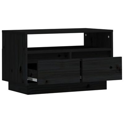 vidaXL fekete tömör fenyőfa TV-szekrény 60 x 35 x 37 cm