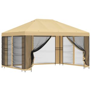 vidaXL Kerti pavilon oldalfalakkal 4 &times; 3 m Kr&eacute;msz&iacute;nű