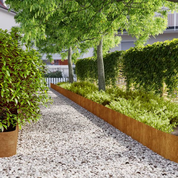 vidaXL 10 db rugalmas corten ac&eacute;l gyepszeg&eacute;ly 25 x 103 cm