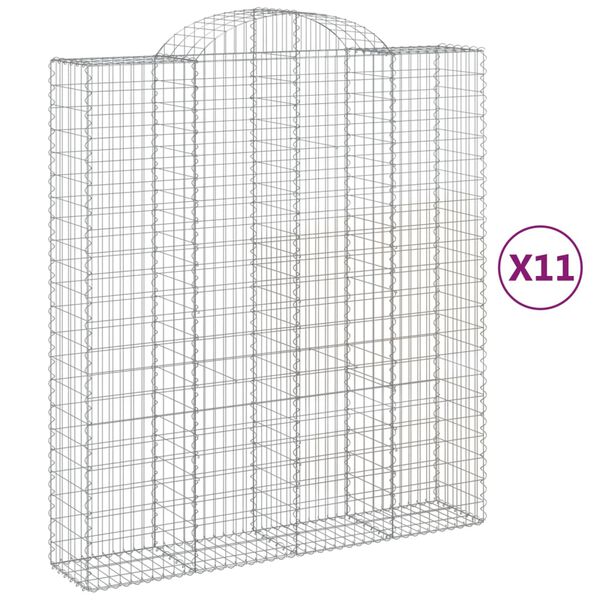 vidaXL 11 db &iacute;ves horganyzott vas gabion kos&aacute;r 200x50x220/240 cm