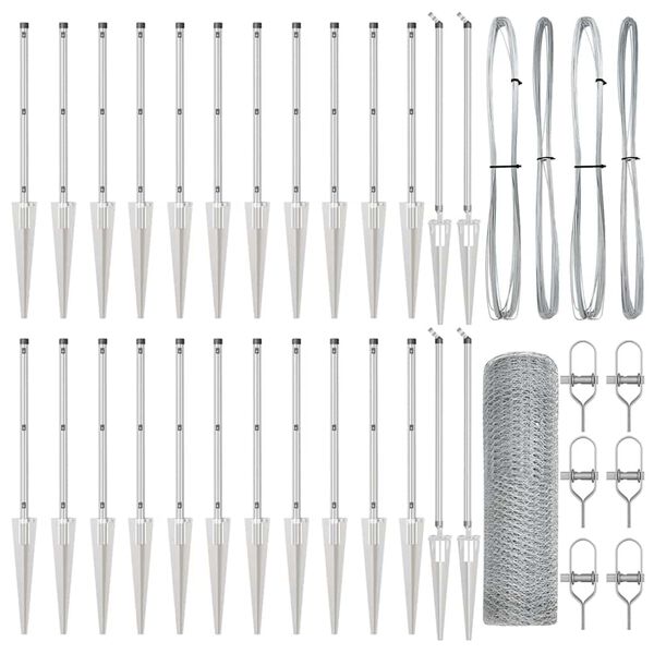 vidaXL Ker&iacute;t&eacute;soszlop Ez&uuml;st 50 x 1 m (13 mm r&aacute;cs) Ac&eacute;l