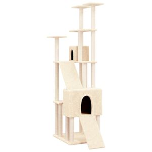 vidaXL kr&eacute;msz&iacute;nű macskab&uacute;tor sziz&aacute;l kapar&oacute;f&aacute;kkal 190 cm