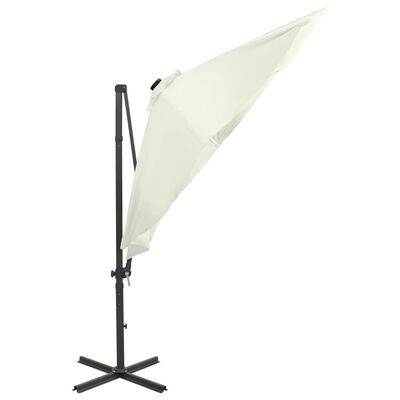 vidaXL homokszínű konzolos napernyő rúddal és LED-fényekkel 250 cm