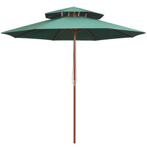vidaXL z&ouml;ld dupla tetős napernyő fa r&uacute;ddal 270 x 270 cm
