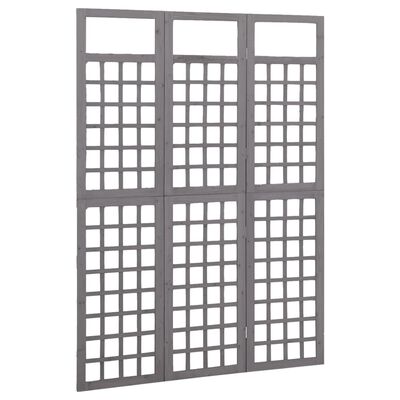 vidaXL 3 paneles szürke tömör fenyő térelválasztó/lugasrács 121x180 cm