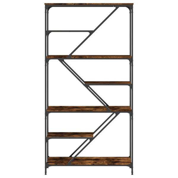 vidaXL f&uuml;st&ouml;s t&ouml;lgy szerelt fa &eacute;s ac&eacute;l k&ouml;nyvespolc 91x36x176 cm