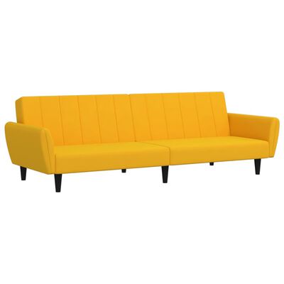 vidaXL kétszemélyes sárga bársony kanapéágy
